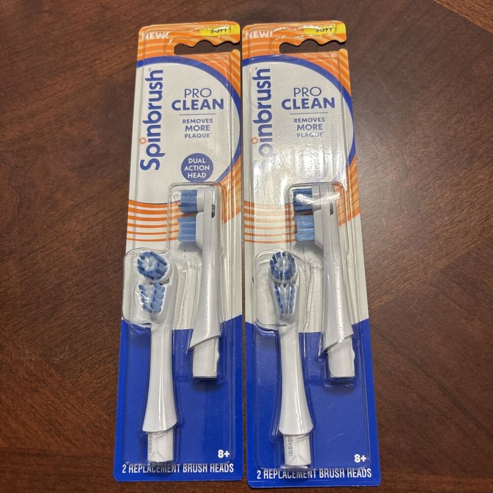 Arm & Hammer Spinbrush Pro-Clean Replacement Heads 4 Total Heads Soft